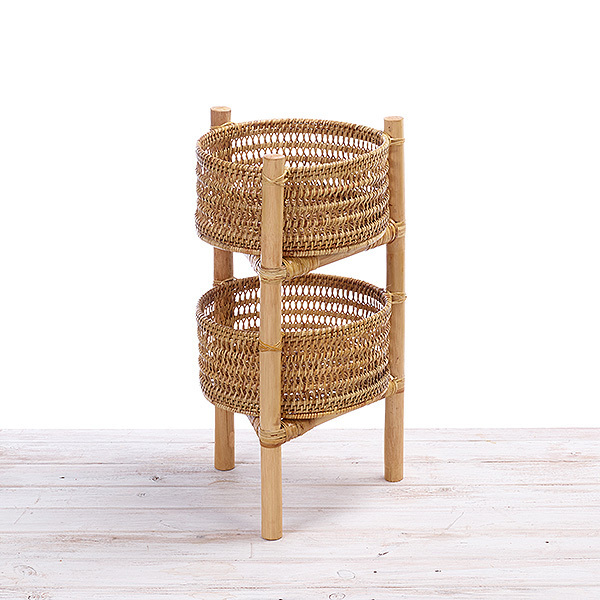 Twotier Rattan Fruit Basket Large/ Small URU Home Ratten Baskets