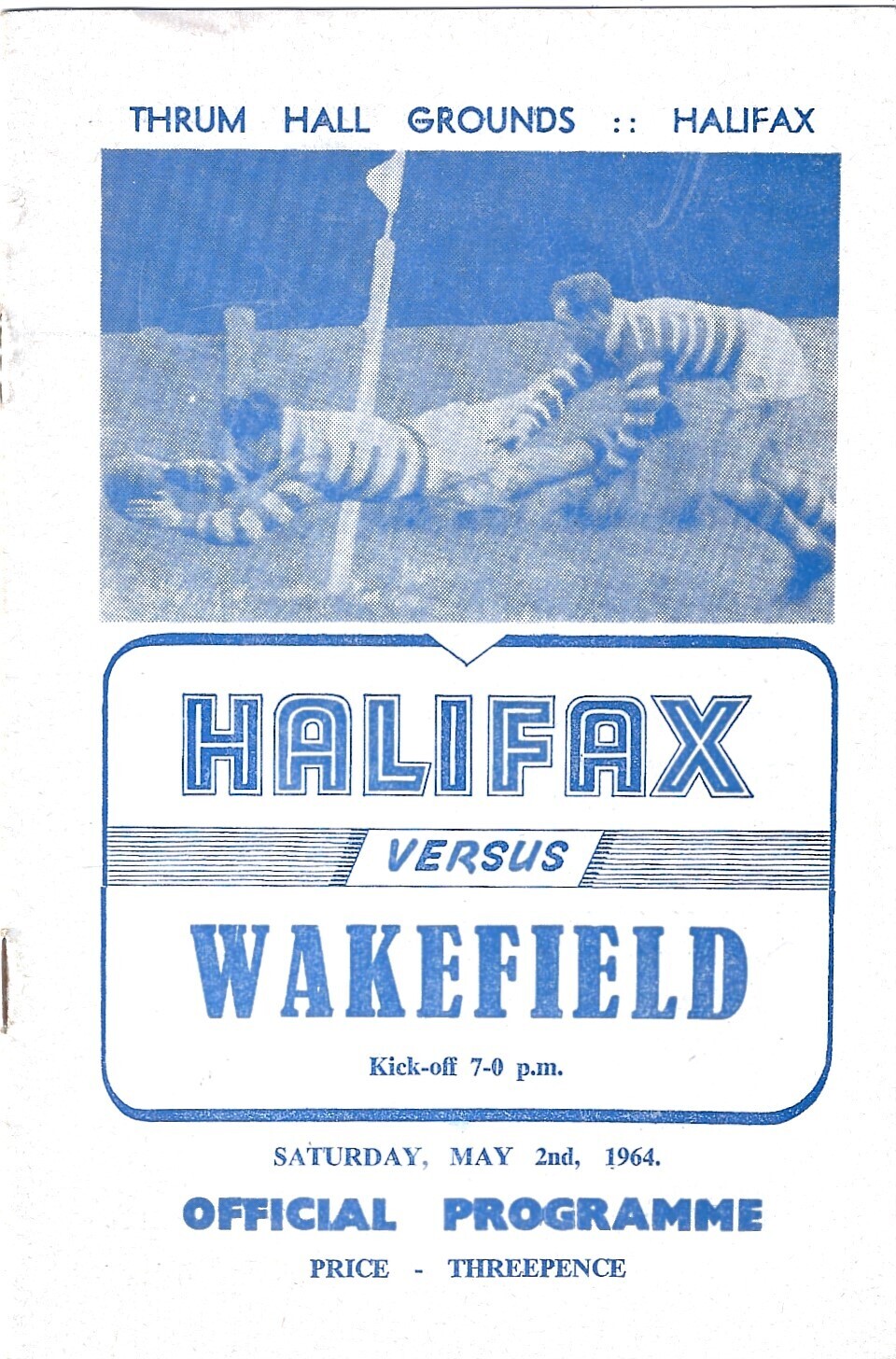 1963/64 Halifax v Wakefield Trinity Rugby League Programme Bob's
