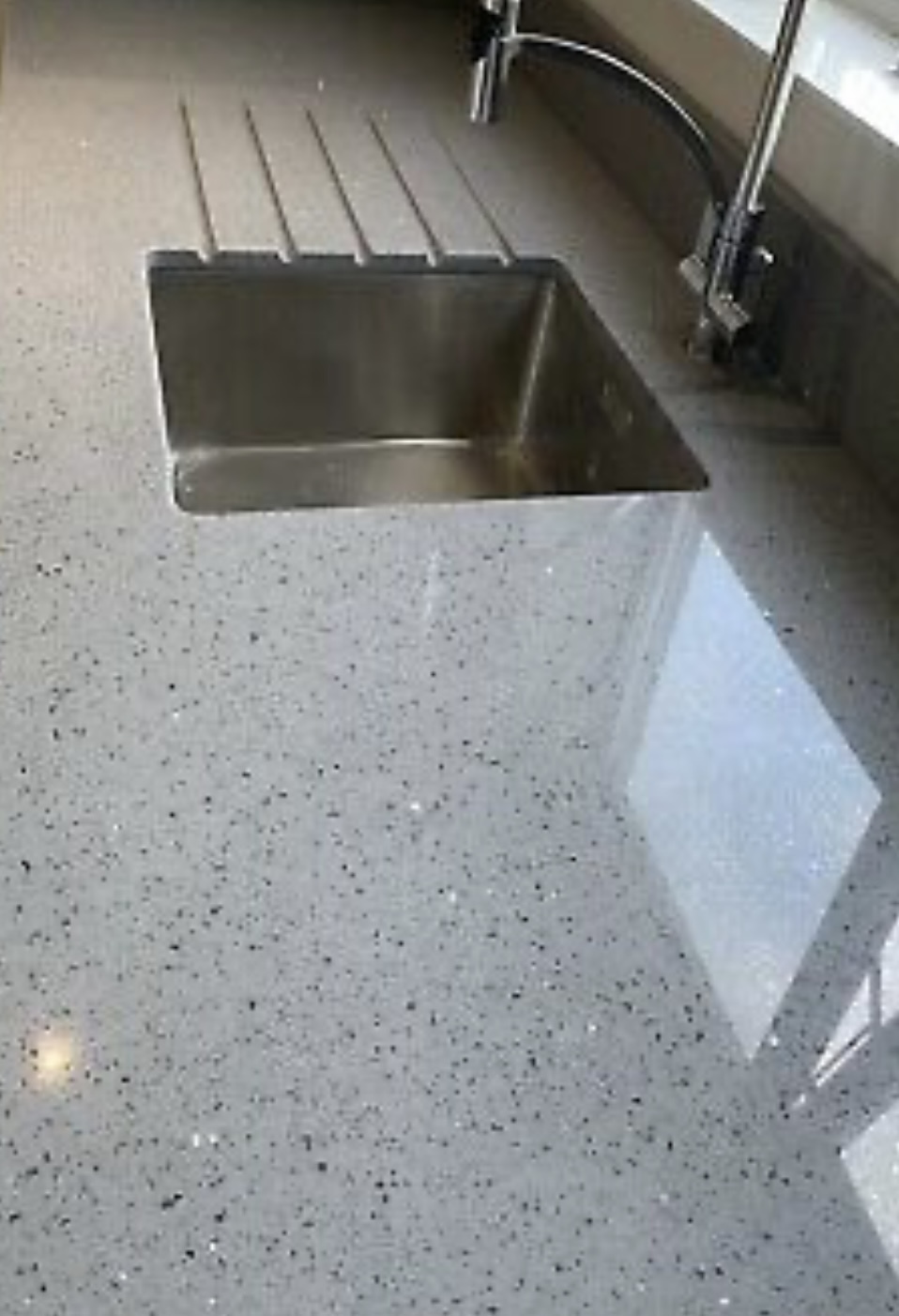 Grey mirror flecks quartz kitchen worktop Mtstones Ltd