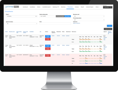 Screenshot of our recruitment agency software on a computer