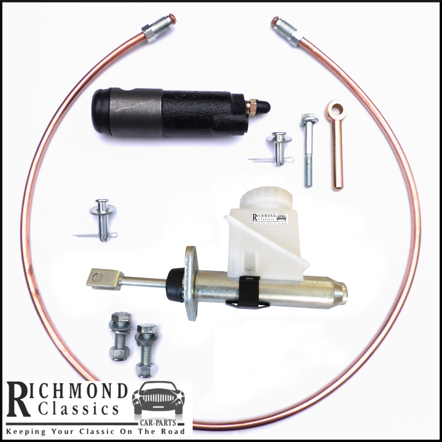 MG Midget 1500 Slave Cylinder, AP Clutch Master, Copper Feed Pipe