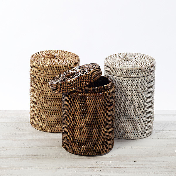 Rattan Small Cylinder Bathroom Bin/ Rattan Cylinder Paper Bin