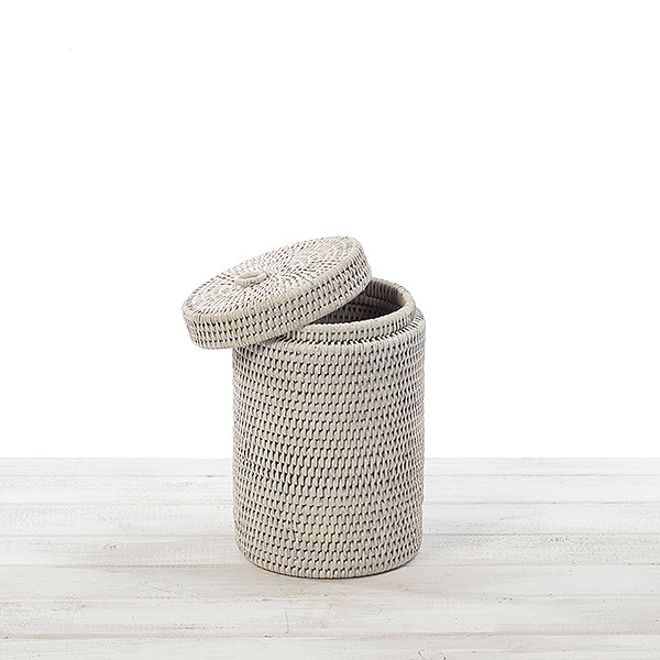 Rattan Small Cylinder Bathroom Bin/ Rattan Cylinder Paper Bin