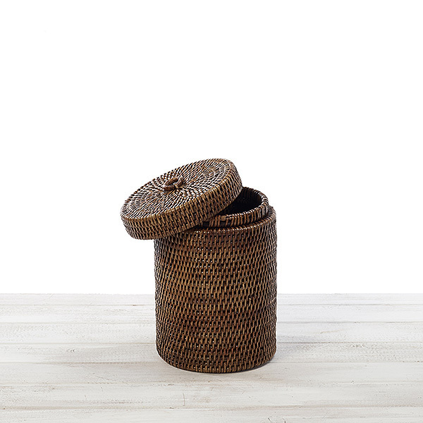 Rattan Small Cylinder Bathroom Bin/ Rattan Cylinder Paper Bin