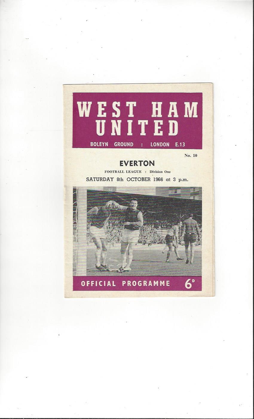 1966/67 West Ham United v Everton Football Programme Bob's Football Programmes Buy Football
