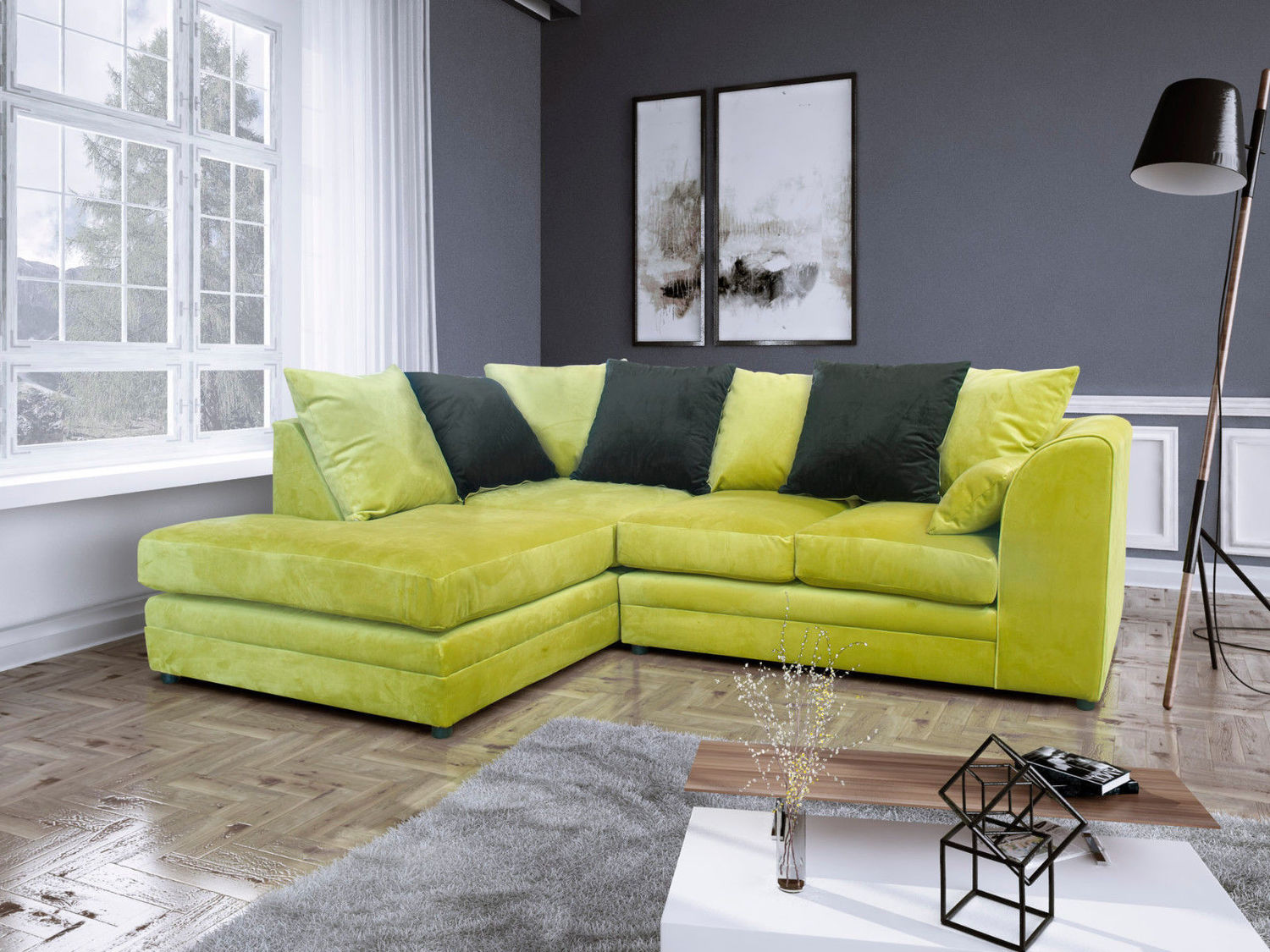 RIHANNA CORNER IN OLIVE PLUSH ID Sofas Midlands Ltd Sofa