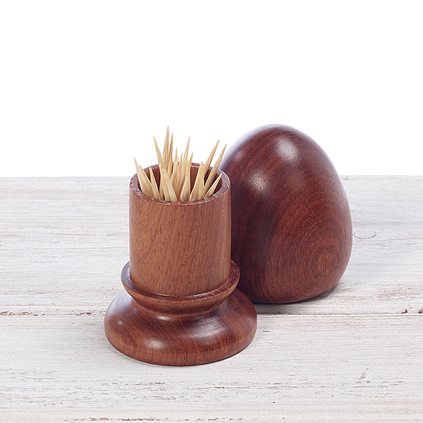Handturne Rosewood Mushroom Toothpick Holder URU Home Ratten